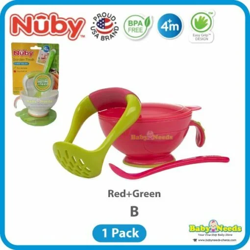 Nuby Garden Fresh Mash N Feed Bowl with Spoon and Food Masher - Image 3