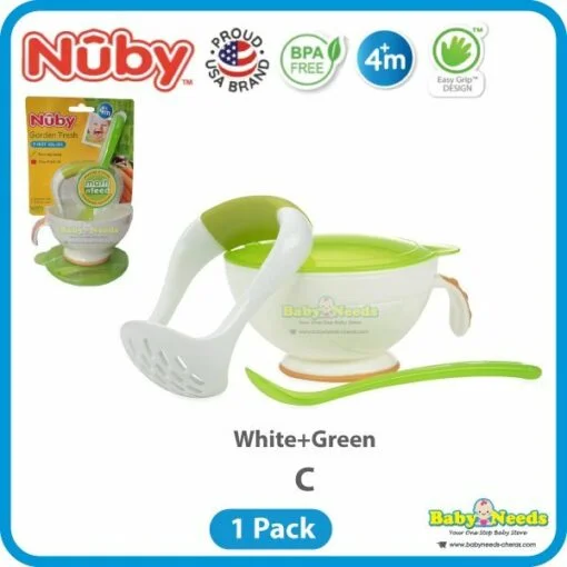 Nuby Garden Fresh Mash N Feed Bowl with Spoon and Food Masher - Image 4