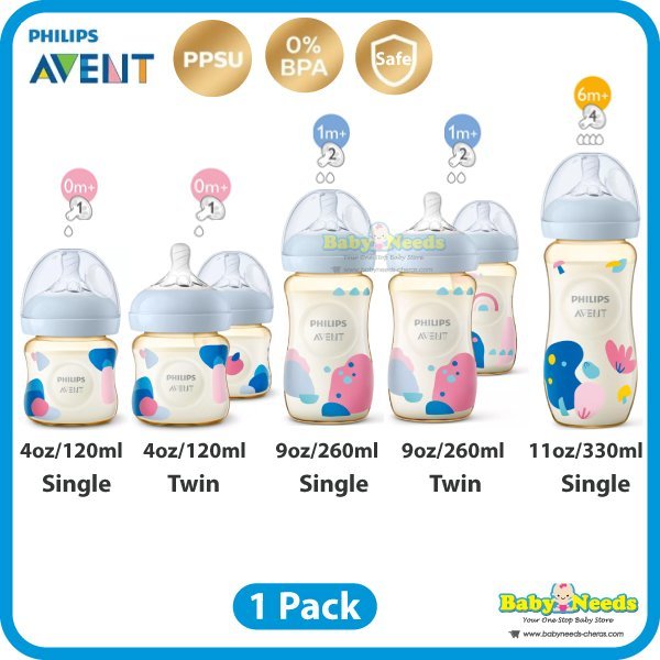 Philips Avent Natural PPSU Baby Feeding Bottles Single/Twin Pack  (120ml/260ml/330ml) - Baby Needs Online Store Malaysia