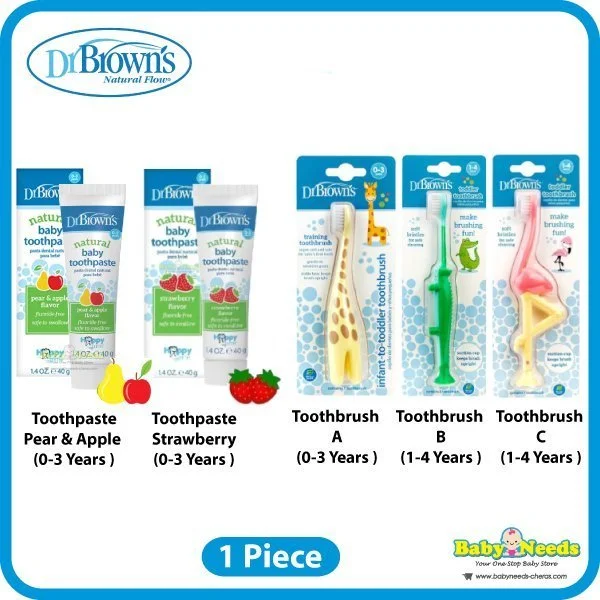 Dr Brown's Natural Baby Toothbrush/Toothpaste Fluoride-Free