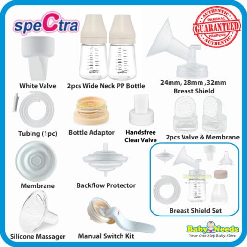 Spectra Breastpump Accessories (Valve/Bottle/Breast Shield/Tubing/Adaptor/Backflow Protector)