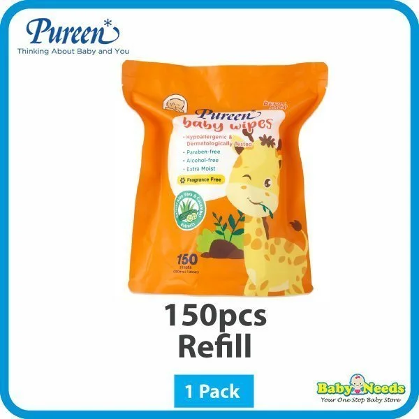 Pureen Extra Moist Baby Wipes Fragrance Free (30pcs/100pcs/150pcs Jar/150pcs Refill) - Image 4