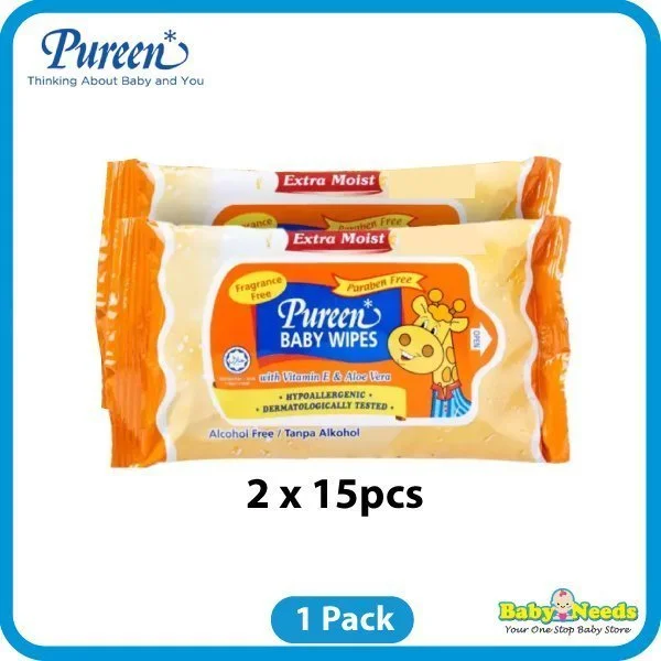 Pureen Extra Moist Baby Wipes Fragrance Free (30pcs/100pcs/150pcs Jar/150pcs Refill) - Image 2