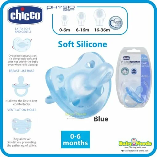 Chicco Blue Physio Soft Silicon Pacifier Soother for Boys – Chicco