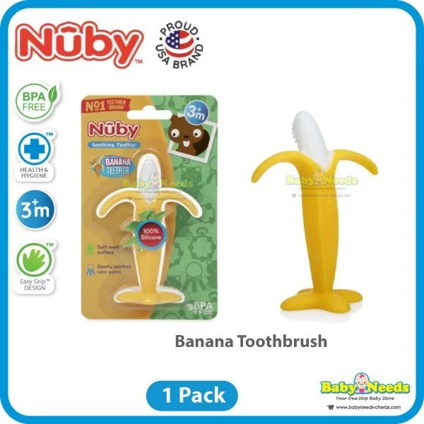 Nuby Silicone Banana Baby Toothbrush - Image 2