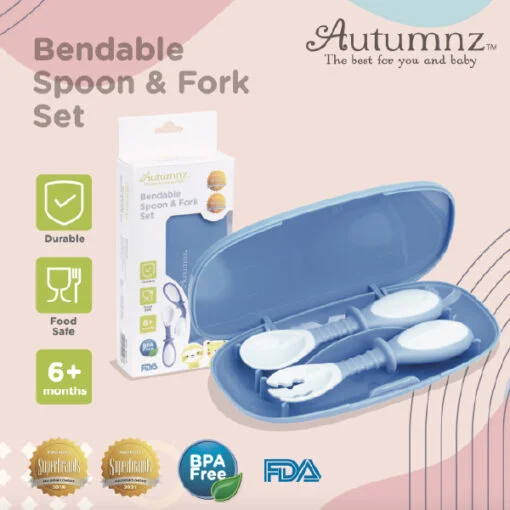 Autumnz Baby Soft Silicone Spoon/Bendable Spoon & Fork Set - Image 4