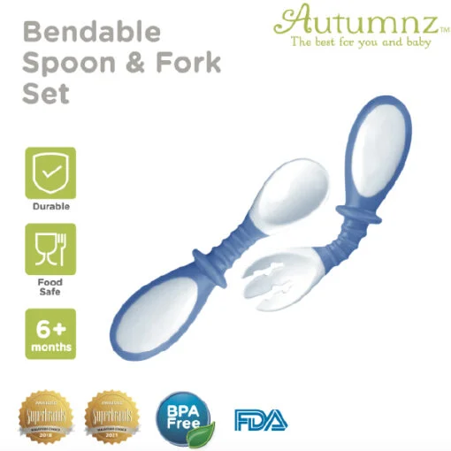 Autumnz Baby Soft Silicone Spoon/Bendable Spoon & Fork Set - Image 7