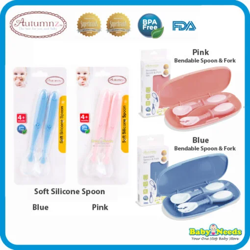 Autumnz Baby Soft Silicone Spoon/Bendable Spoon & Fork Set