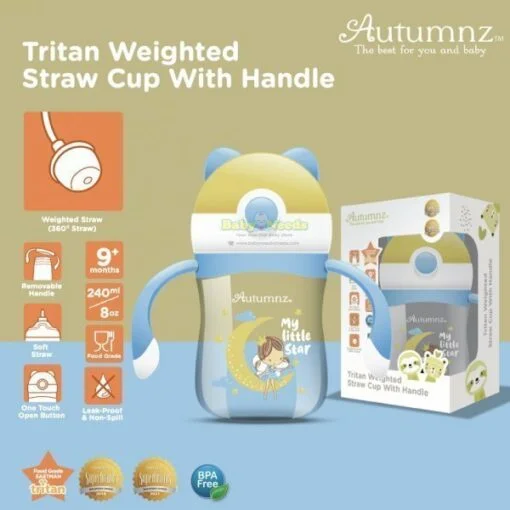 Autumnz Tritan Weighted Straw Cup with Handle/ Flip Top Straw Bottle - Image 6