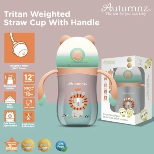 Autumnz Tritan Weighted Straw Cup with Handle/ Flip Top Straw Bottle - Image 7