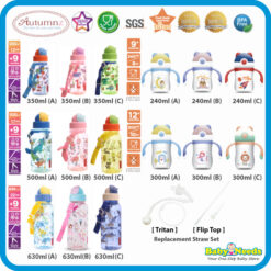 Autumnz Tritan Weighted Straw Cup with Handle/ Flip Top Straw Bottle