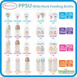 Autumnz PPSU Wide Neck Baby Feeding Bottle Single/Twin Pack 4oz/6oz/8oz/11oz