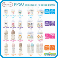 Autumnz PPSU Wide Neck Baby Feeding Bottle Single/Twin Pack 4oz/6oz/8oz/11oz