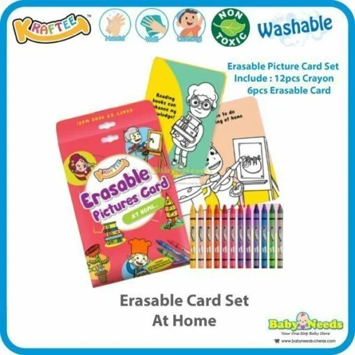 Kraftee Erasable Card Set/ Washable Big Crayon/Crayon/Marker/Classic Paint - Image 9