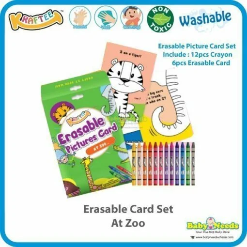 Kraftee Erasable Card Set/ Washable Big Crayon/Crayon/Marker/Classic Paint - Image 8