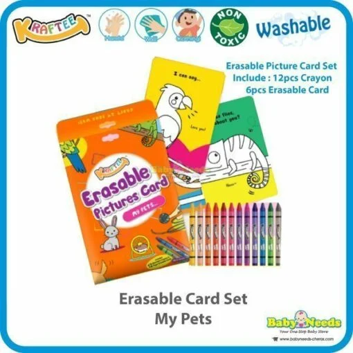 Kraftee Erasable Card Set/ Washable Big Crayon/Crayon/Marker/Classic Paint - Image 7