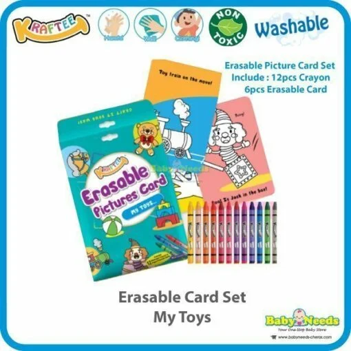 Kraftee Erasable Card Set/ Washable Big Crayon/Crayon/Marker/Classic Paint - Image 6