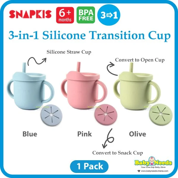 Snapkis Baby Silicone Transition Straw Cup/Snack Cup