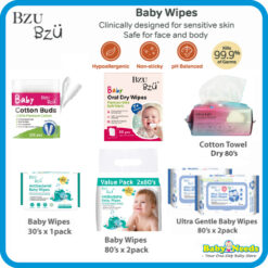BZU BZU Anti Bacterial/Ultra Gentle Fragrance Free Baby Wet Wipes/Oral Wipes/Cotton Buds