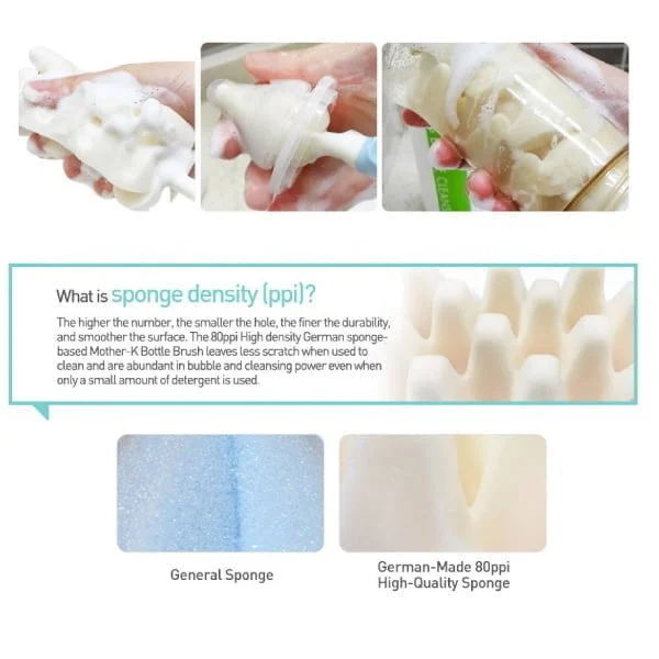 K-Mom Mother-K Baby Bottle Sponge Brush 2 Kinds Of Sets - Image 4