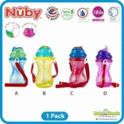 Nuby Flip-it Thin Silicone Straw Cup with Carrying Strap 18m+ (420ml)