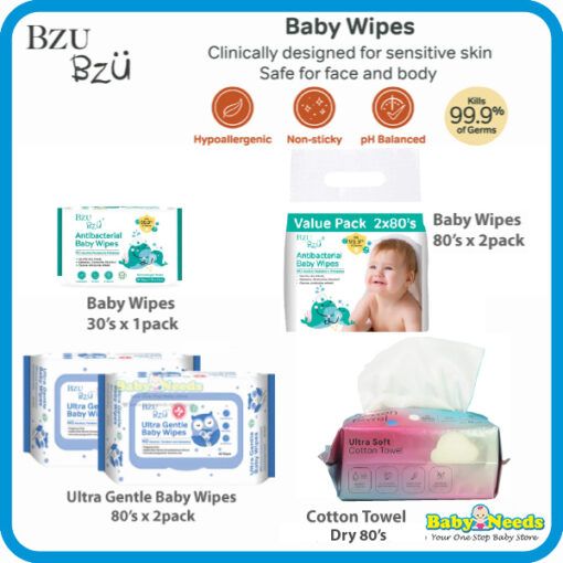 BZU BZU Anti Bacterial/Ultra Gentle Fragrance Free Baby Wet Wipes