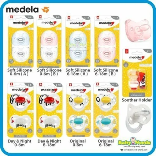 Medela Baby Soother Pacifier Soft Silicone/Holder Clip