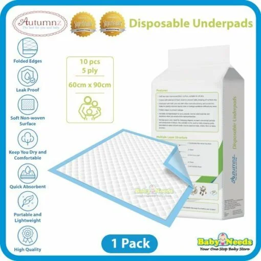 Autumnz Disposable Underpads/Changing Pad *60cm x 90cm* (10pcs per pack) - Image 2