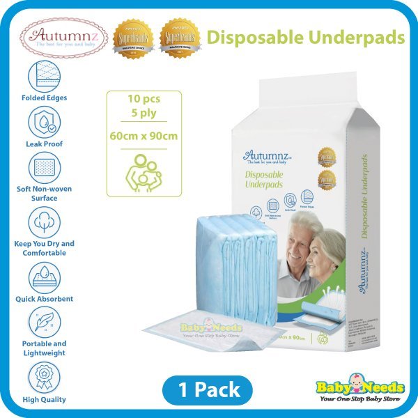 Autumnz Disposable Underpads/Changing Pad *60cm x 90cm* (10pcs per pack) -  Baby Needs Online Store Malaysia