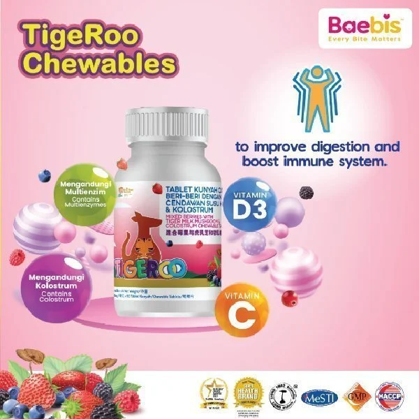 Baebis TIGEROO Mixed Berries with Tiger Milk Mushroom & Colostrum - Image 3