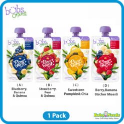 Bubs Organic Puree Pouches Blueberry Banana Quinoa/Strawberry Pear/Vegetable 120g