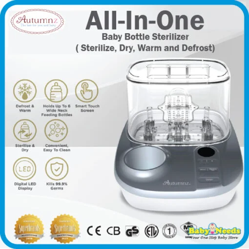Autumnz All-In-One Baby Bottle Sterilizer with Warmer (Sterilise, Dry, Warm and Defrost)
