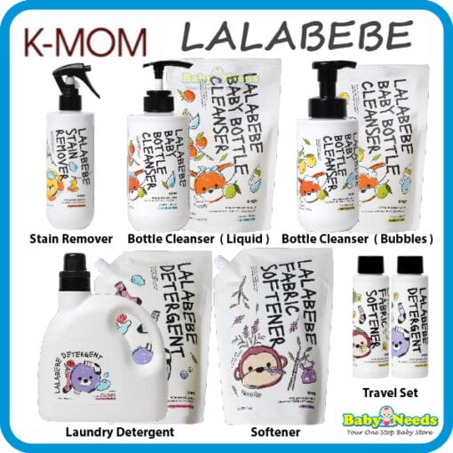 K-Mom Lalabebe Laundry Detergent/ Softener /Bottle Cleanser Bubbles Liquid/Stain Remover