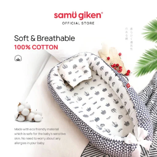 Samu Giken Baby Nest Bed with Pillow Portable Crib Travel Bed - Image 3