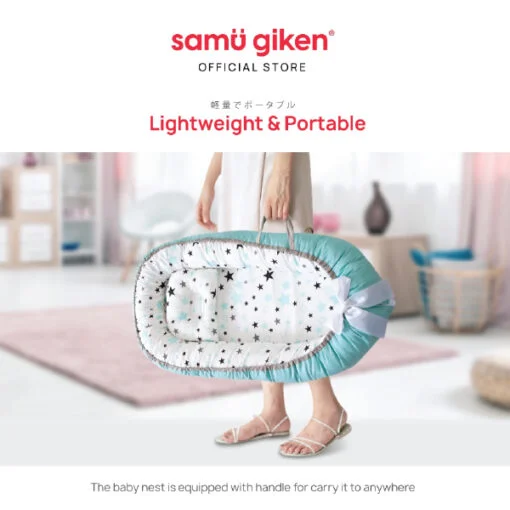 Samu Giken Baby Nest Bed with Pillow Portable Crib Travel Bed - Image 6