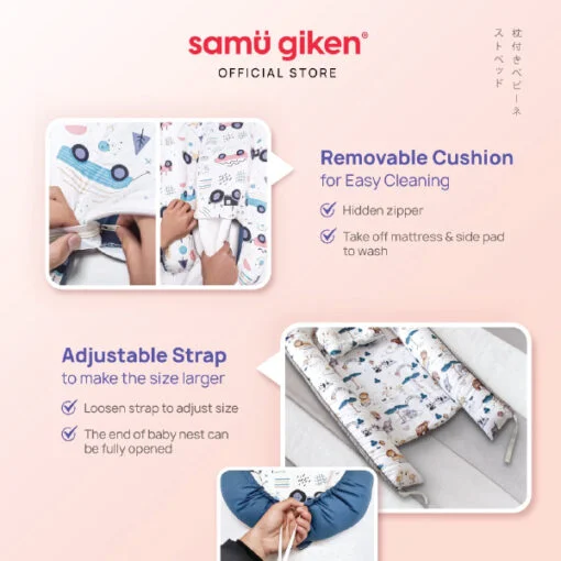 Samu Giken Baby Nest Bed with Pillow Portable Crib Travel Bed - Image 4