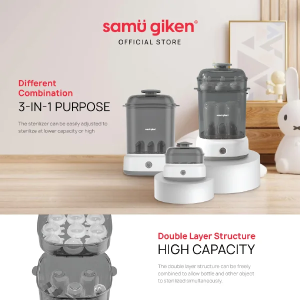 Samu Giken Baby Bottles Sterilizer & Steamer Model: BS-2L5B(GREY) - Image 4
