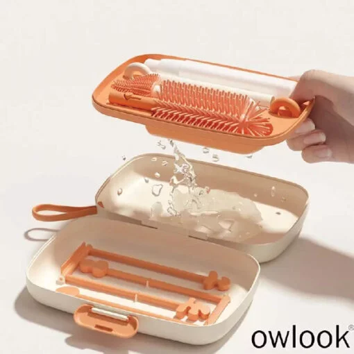 Owlook Travel Baby Bottle Brush Cleaning & Drying Rack Set - Image 3