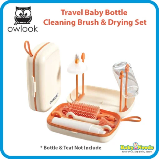 Owlook Travel Baby Bottle Brush Cleaning & Drying Rack Set
