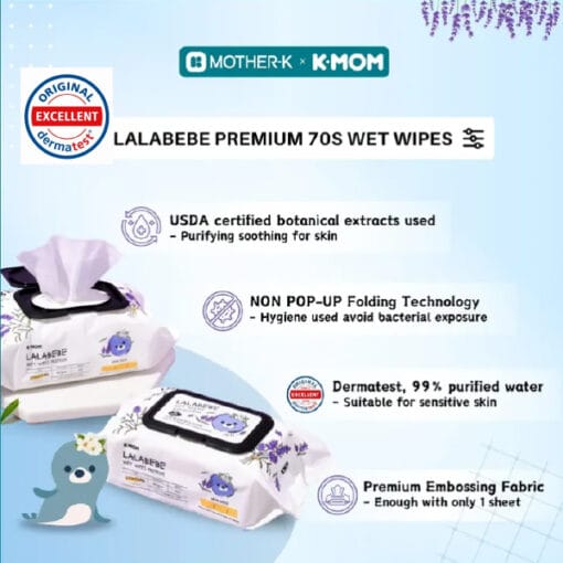 K-Mom Lalabebe Premium Wet Wipes 70pcs - Image 5