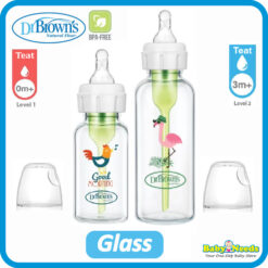 Dr Brown's Options+ Glass Narrow Neck Single Bottle ( 120ml/250ml ) [NEW Version]