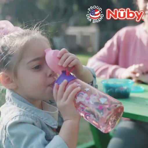 Nuby Tritan Cup with Silicone Spout w/Glitter Design Flip-it Bolt Cup (18oz/540ml) - Image 3