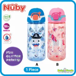 Nuby Tritan Cup with Silicone Spout w/Glitter Design Flip-it Bolt Cup (18oz/540ml)