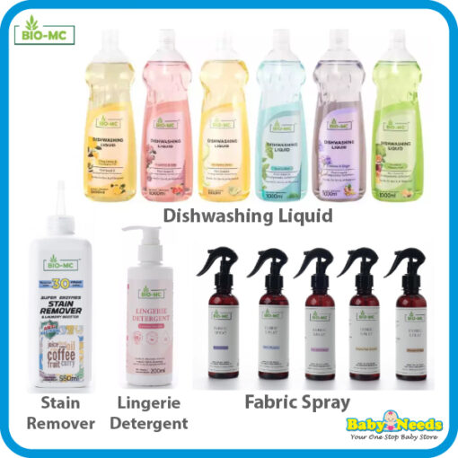 BIO-MC Dishwashing Liquid 1000ml/ Fabric Spray/ Stain Remover/ Lingerie Detergent