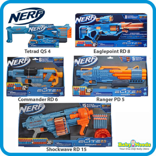NERF Elite 2.0 Ranger PD5/Commander RD6/Eaglepoint RD8/Shockwave RD15/Tetrad QS4