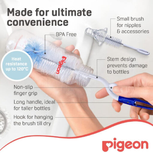 Pigeon 2-in-1 Bottle and Nipple Brush/Straw Brush - Image 4