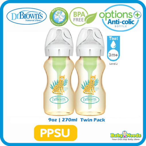 Dr Brown's Options+ PPSU Wide Neck Twin Bottle ( 150ml/270ml ) [NEW Version] - Image 2