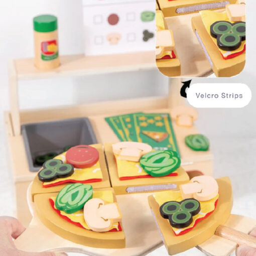 Baby Toys Wooden Pizza Making Play Set with Sound Effects & Recipe Cards - Image 7