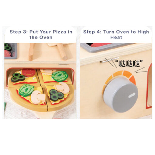 Baby Toys Wooden Pizza Making Play Set with Sound Effects & Recipe Cards - Image 5