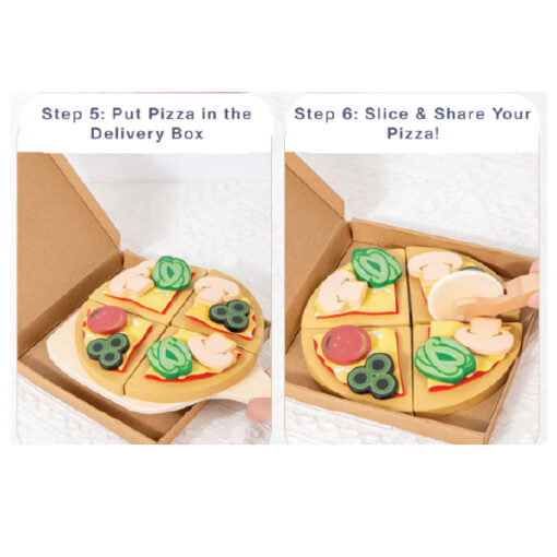 Baby Toys Wooden Pizza Making Play Set with Sound Effects & Recipe Cards - Image 4